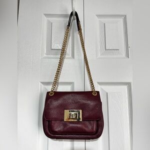 Michael Kors Bag in Burgundy with Gold Chain Strap